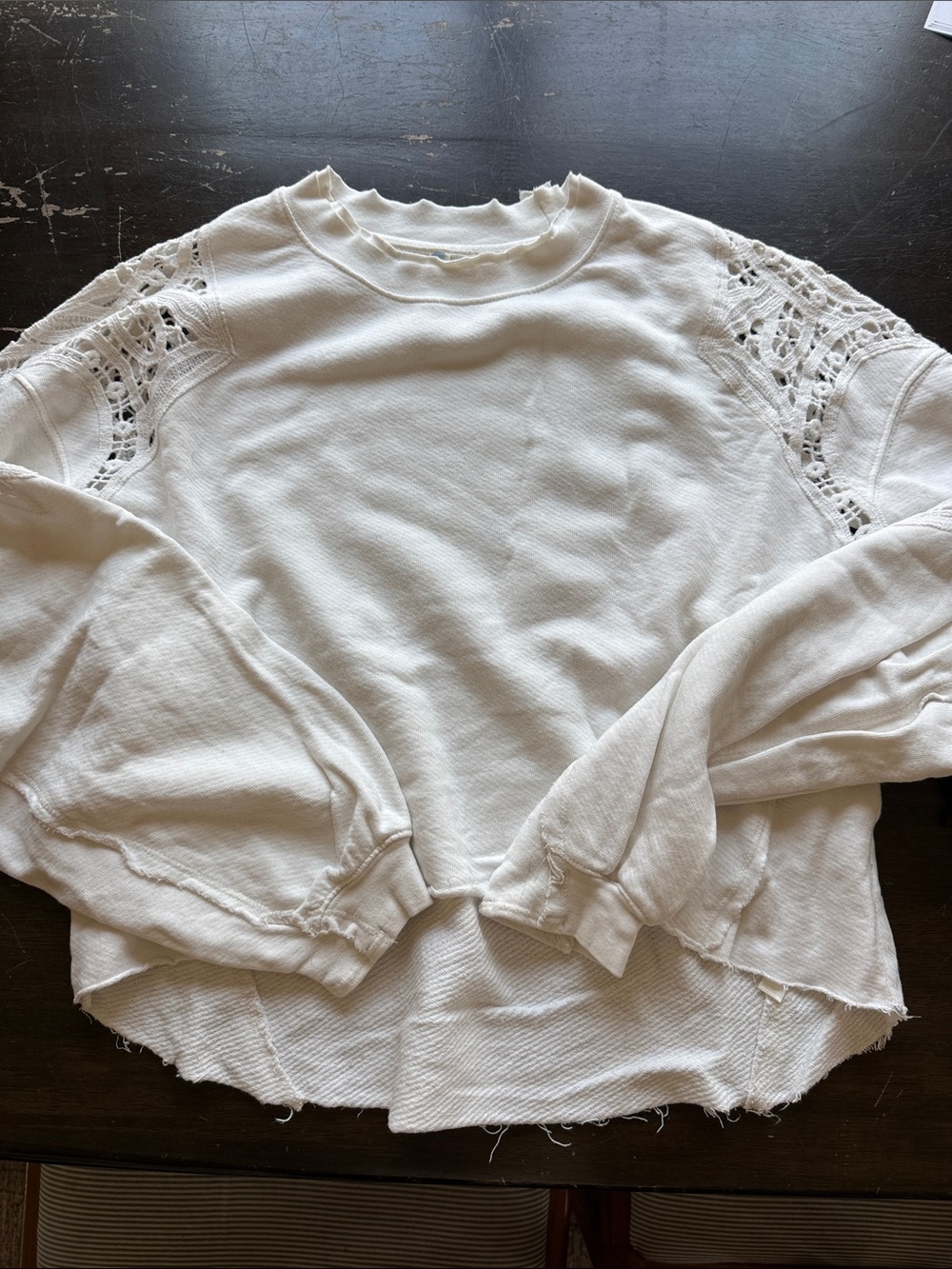 Free People Crop Lace Sweatshirt